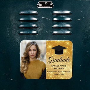 Chic Gold Sparkle Graduation Photo 2026 Graduate Magnet