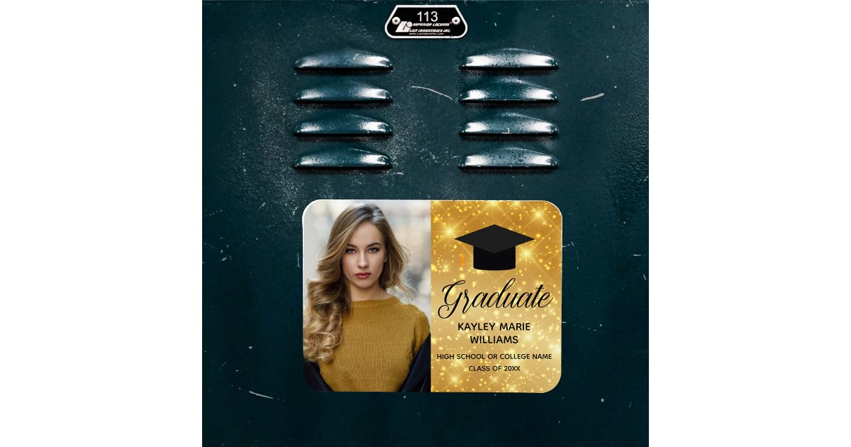 Chic Gold Sparkle Graduation Photo 2026 Graduate Magnet | Zazzle