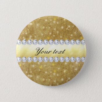 Chic Gold Sparkling Stars And Diamonds Pinback Button by glamgoodies at Zazzle