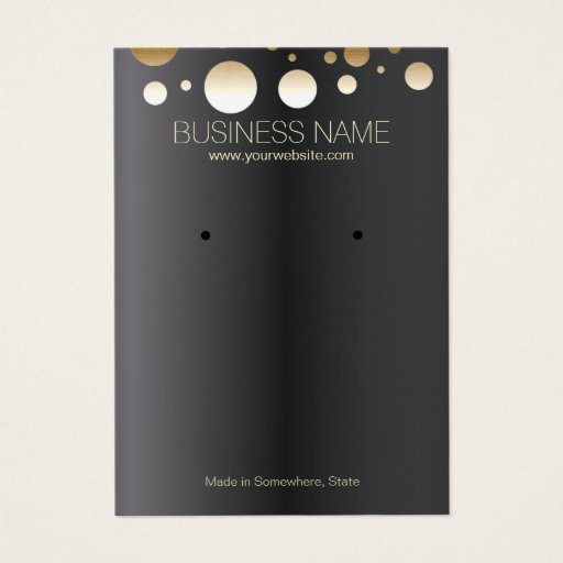 Customizable Chic Gold Spots Dark Jewelry and Earring Display Business Cards
