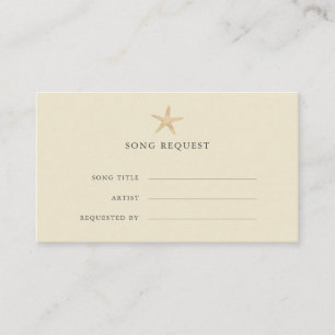 Chic Gold Starfish coastal wedding song request Enclosure Card