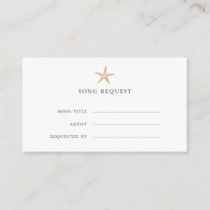 Chic Gold Starfish coastal wedding song request Enclosure Card