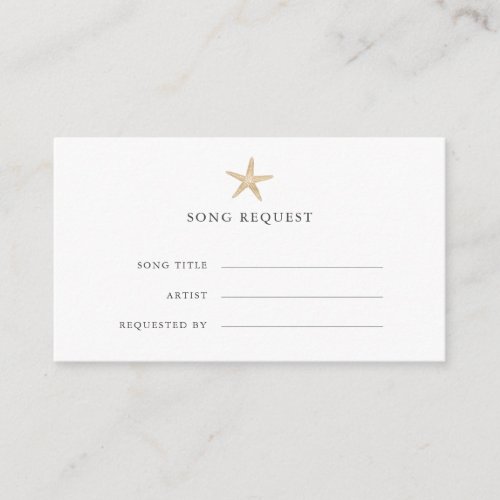 Chic Gold Starfish coastal wedding song request Enclosure Card