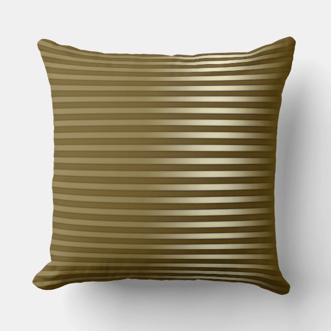 Chic Gold Striped Throw Pillow (Front)