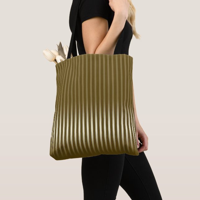 Chic Gold Striped Tote Bag (Close Up)