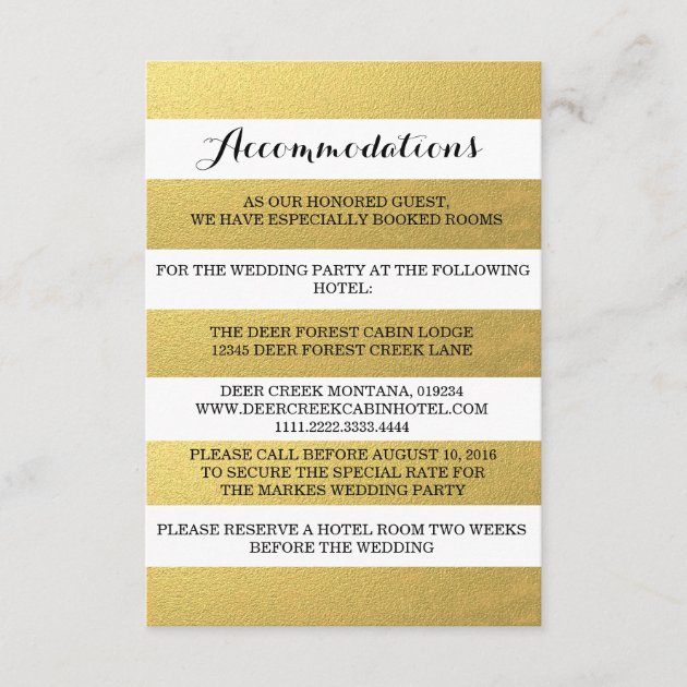 CHIC GOLD STRIPES ACCOMMODATION CARD