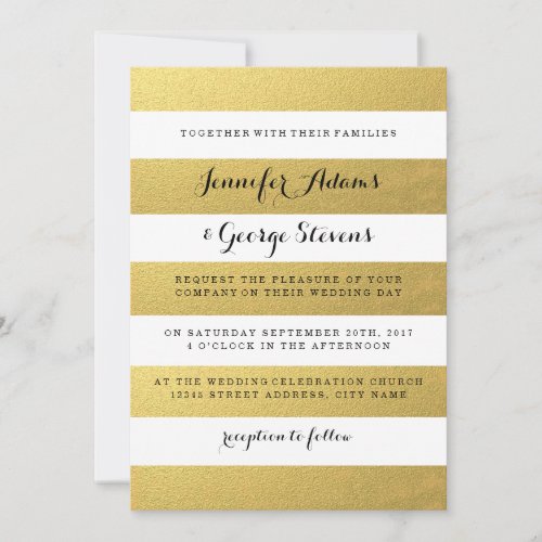 CHIC GOLD FOIL STRIPES WEDDING INVITATION