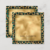 Chic Gold Teal Leopard Print Earring Display Card