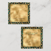Chic Gold Teal Leopard Print Earring Display Card