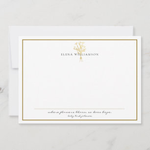 Chic Gold tone Frame Floral Bouquet Note Card