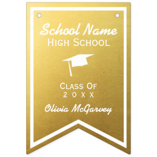 Chic Gold Trendy Graduation Class of 20XX Bunting Flags