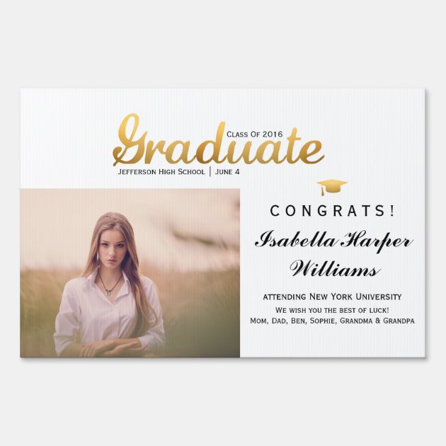 Chic Gold Trendy Graduation Party Class Of 2018 Sign