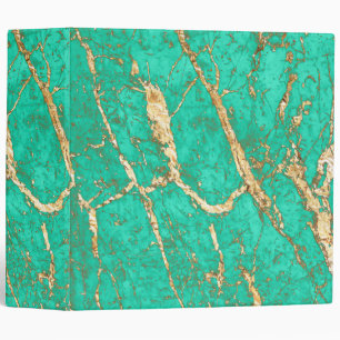 Chic Gold Turquoise Marble Pattern 3 Ring Binder