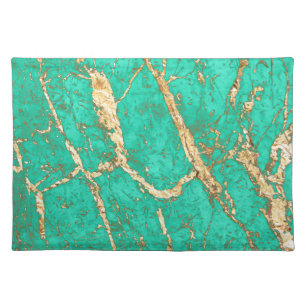 Chic Gold Turquoise Marble Pattern Cloth Placemat