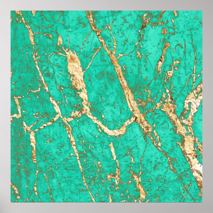 wallpapers Turquoise Marble chic gold turquoise marble pattern poster zazzle com