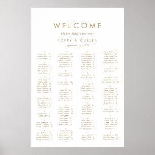 Chic Gold Typography Alphabetical Seating Chart