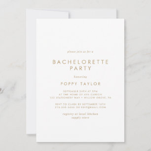 Chic Gold Typography Bachelorette Party Invitation