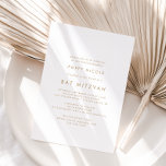 Chic Gold Typography Bat Mitzvah Invitation<br><div class="desc">This chic gold typography Bat Mitzvah invitation is perfect for a modern bat mitzvah. The simple design features classic minimalist gold and white typography with a rustic boho feel. Customizable in any color. Keep the design minimal and elegant, as is, or personalize it by adding your own graphics and artwork....</div>