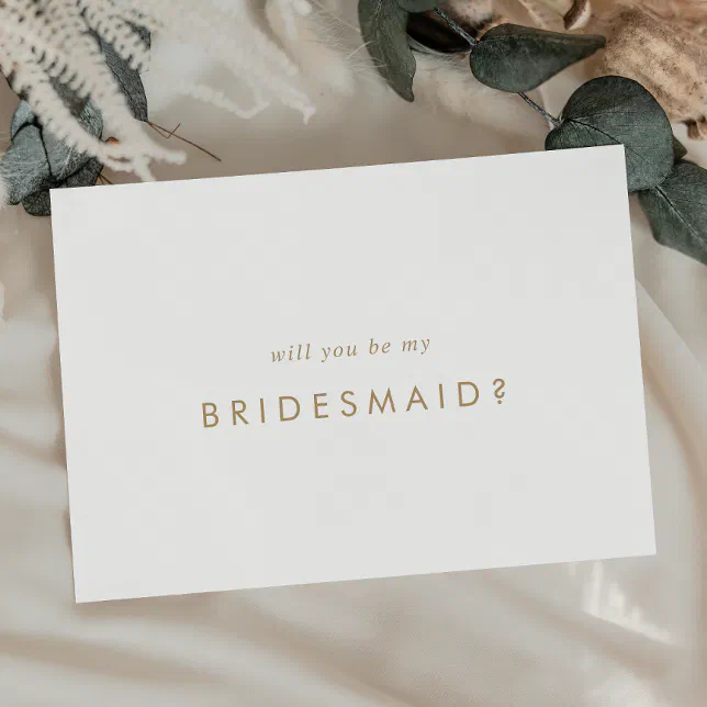 Chic Gold Typography Bridesmaid Proposal Card | Zazzle