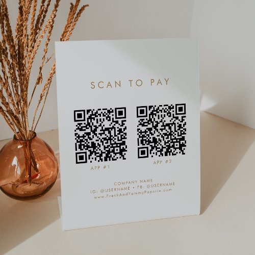 Chic Gold Typography Business 2 Apps Scan To Pay Pedestal Sign