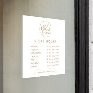 Chic Gold Typography Business Logo Store Hours Window Cling