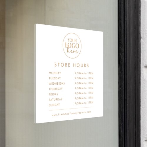 Chic Gold Typography Business Logo Store Hours Window Cling