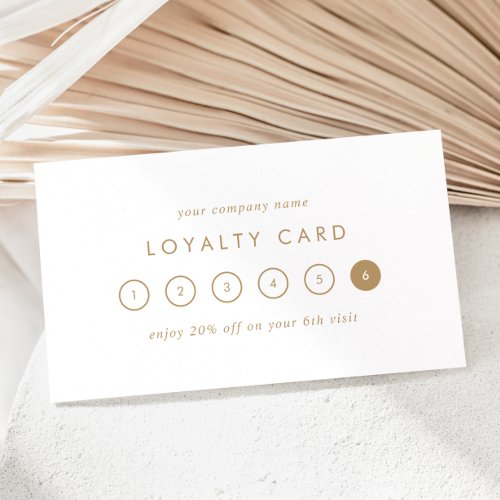 Chic Gold Typography Business Reward 6 Punch Loyalty Card