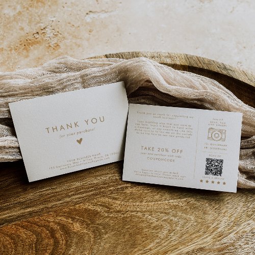 Chic Gold Typography Business Thank You Order Enclosure Card