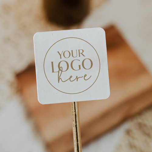 Chic Gold Typography Custom Small Business Logo Square Sticker