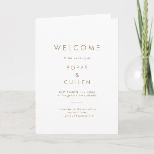 Chic Gold Typography Folded Wedding Program