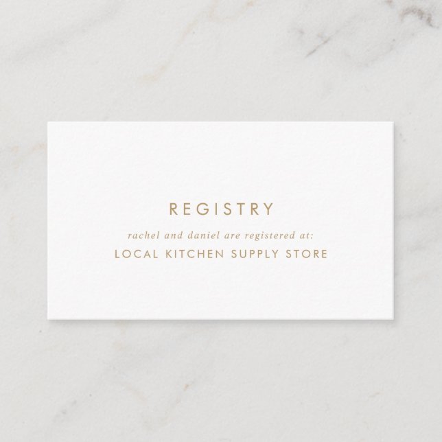 Chic Gold Typography Gift Registry Enclosure Card (Front)