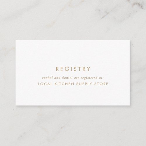 Chic Gold Typography Gift Registry Enclosure Card