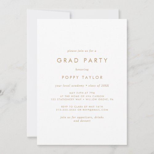 Chic Gold Typography Grad Party Invitation