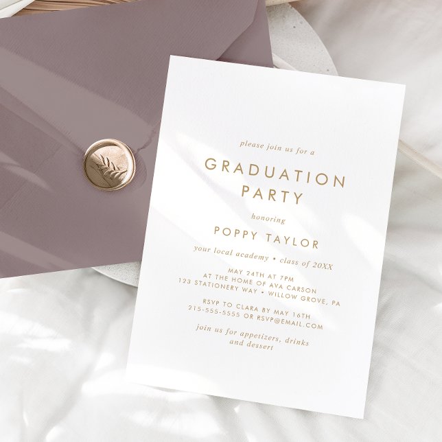 Chic Gold Typography Graduation Party Invitation (Creator Uploaded)