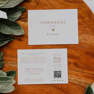 Chic Gold Typography Handmade with Love Thank You Enclosure Card