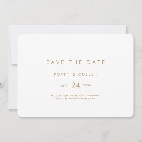 Chic Gold Typography Horizontal Save The Date