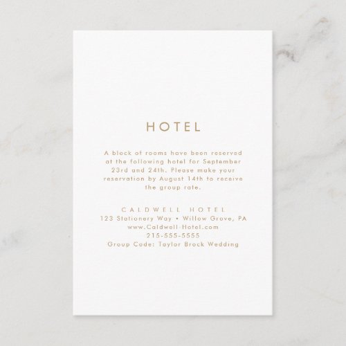 Chic Gold Typography Hotel Enclosure Card