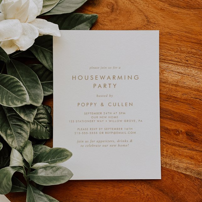 Chic Gold Typography Housewarming Party Invitation (Creator Uploaded)