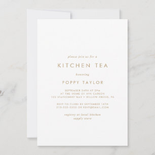Chic Gold Typography Kitchen Tea Bridal Shower Invitation