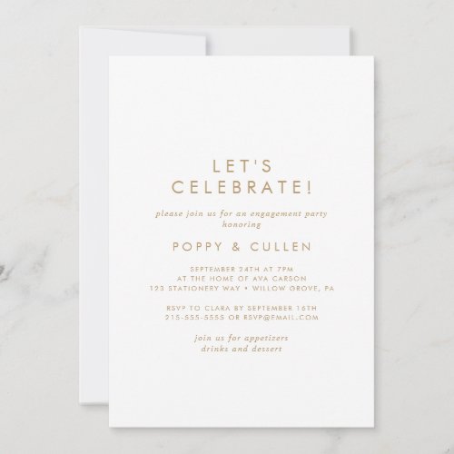 Chic Gold Typography Lets Celebrate Invitation
