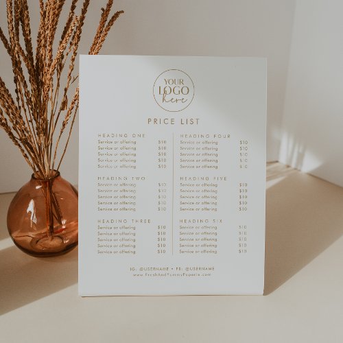 Chic Gold Typography Logo Business Price List Pedestal Sign