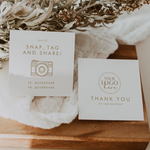 Chic Gold Typography Logo Social Media Snap Share Square Business Card