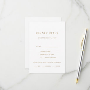 Chic Gold Typography Menu Choice RSVP Card