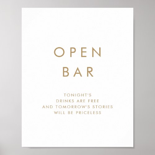 Chic Gold Typography Open Bar Sign