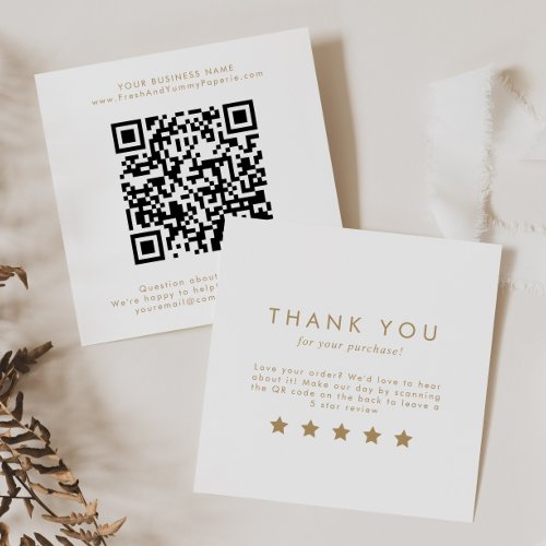 Chic Gold Typography QR Code Leave A Review Square Business Card