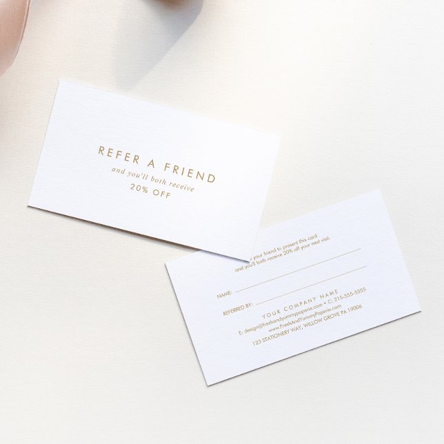 Chic Gold Typography Refer a Friend Referral Card (Creator Uploaded)