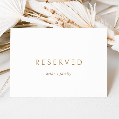 Chic Gold Typography Reserved Sign