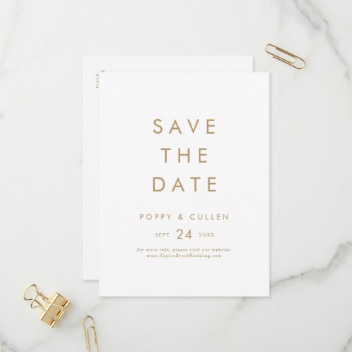 Chic Gold Typography Save the Date Invitation Postcard