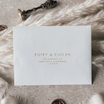 Chic Gold Typography Self-Addressed RSVP Envelope<br><div class="desc">These chic gold typography self-addressed RSVP envelopes are perfect for a modern wedding. The simple design features classic minimalist gold and white typography with a rustic boho feel. Customizable in any color. Keep the design minimal and elegant, as is, or personalize it by adding your own graphics and artwork. Personalize...</div>