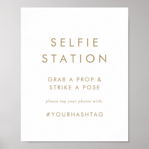 Chic Gold Typography Selfie Station Wedding Poster